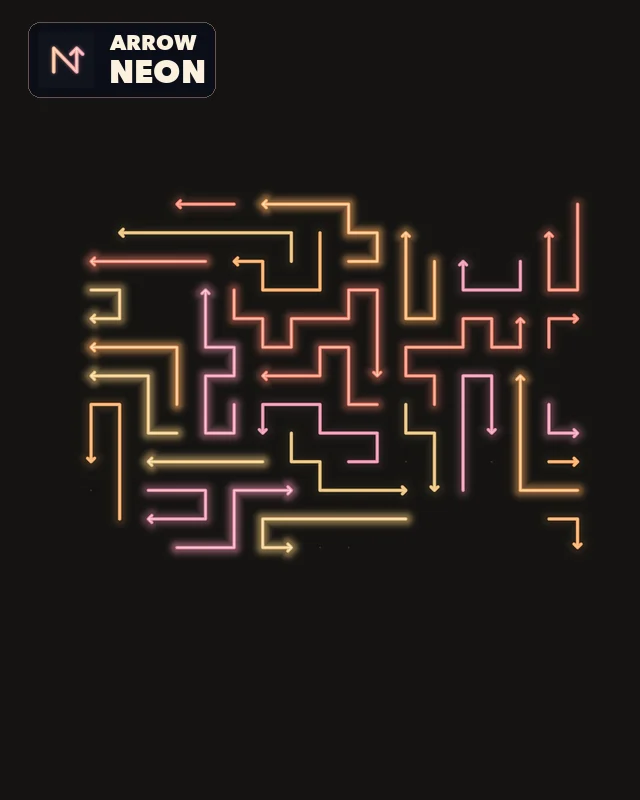 Actual Arrow Neon gameplay with warm arrows on a dark canvas